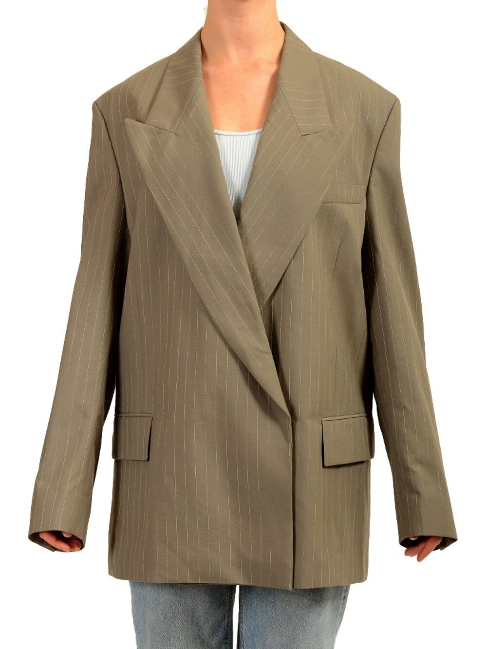 Hugo Boss Women's "JAFRANCI1" Striped 100% Wool Blazer US 4 IT 40